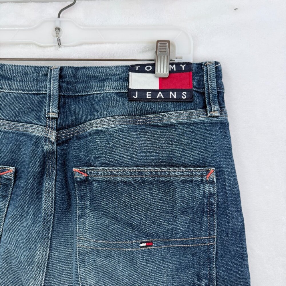 Tommy Hilfiger Jeans Mens 31x32 (31x26) Blue Flag Patch Logo Baggy Hip Hop Y2K
